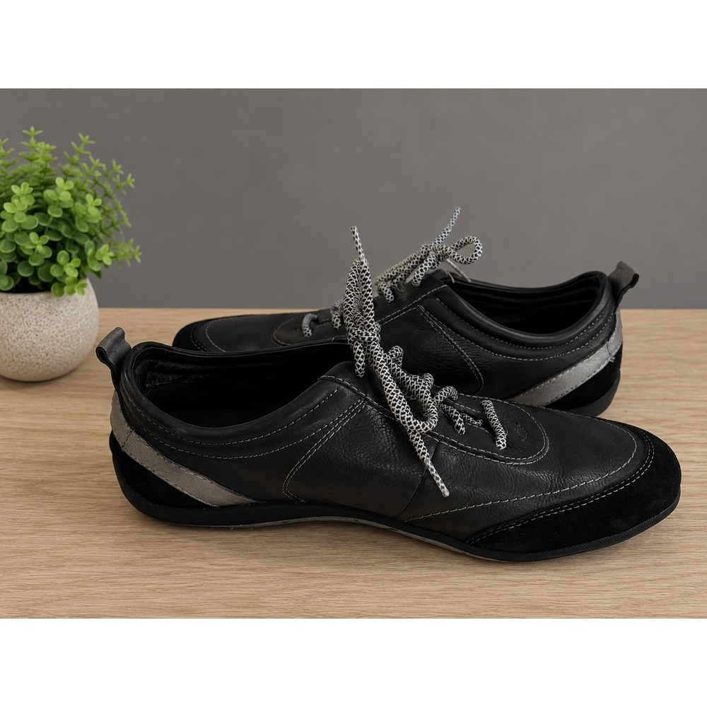 Vionic Willa Walking Sneakers Black Leather Suede Orthaheel Shoes Womens 9